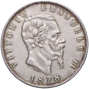 obverse: SAVOIA - Vittorio Emanuele II Re d Italia (1861-1878) - 5 Lire 1878 R Pag. 503; Mont. 191  AG. qSPL/SPL