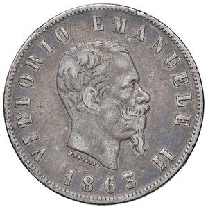 obverse: SAVOIA - Vittorio Emanuele II Re d Italia (1861-1878) - 2 Lire 1863 N Stemma Pag. 506; Mont. 196  AG. BB