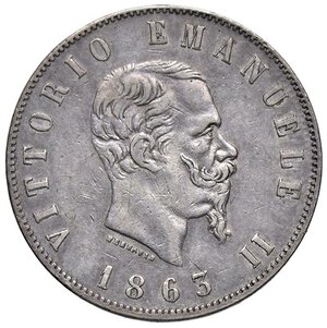 obverse: SAVOIA - Vittorio Emanuele II Re d Italia (1861-1878) - 2 Lire 1863 N Stemma Pag. 506; Mont. 196  AG. BB