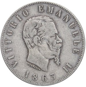 obverse: SAVOIA - Vittorio Emanuele II Re d Italia (1861-1878) - 2 Lire 1863 T Stemma Pag. 507; Mont. 195 NC AG. qBB