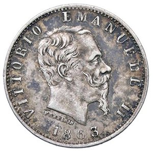 obverse: SAVOIA - Vittorio Emanuele II Re d Italia (1861-1878) - 20 Centesimi 1863 M Valore Pag. 535; Mont. 226  AG. qSPL