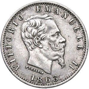 obverse: SAVOIA - Vittorio Emanuele II Re d Italia (1861-1878) - 20 Centesimi 1863 M Valore Pag. 535; Mont. 226  AG. BB-SPL