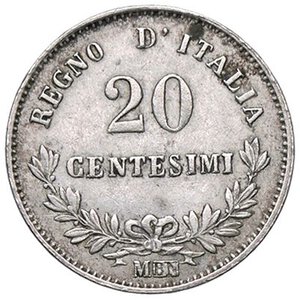 reverse: SAVOIA - Vittorio Emanuele II Re d Italia (1861-1878) - 20 Centesimi 1863 M Valore Pag. 535; Mont. 226  AG. BB-SPL