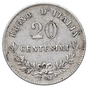 reverse: SAVOIA - Vittorio Emanuele II Re d Italia (1861-1878) - 20 Centesimi 1867 T Valore Pag. 537; Mont. 227 R AG. meglio di MB