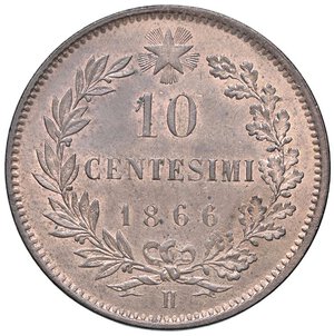 reverse: SAVOIA - Vittorio Emanuele II Re d Italia (1861-1878) - 10 Centesimi 1866 H Pag. 544; Mont. 237  CU  Segnetto al ciglio. qFDC