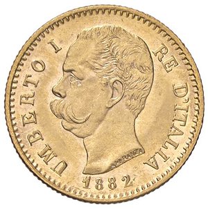 obverse: SAVOIA - Umberto I (1878-1900) - 20 Lire 1882 Pag. 578; Mont. 16  (AU g. 6,45). qFDC