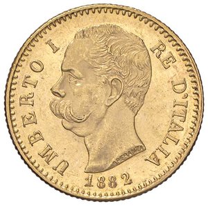 obverse: SAVOIA - Umberto I (1878-1900) - 20 Lire 1882 Pag. 578; Mont. 16  (AU g. 6,45). qFDC