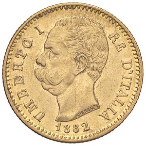 obverse: SAVOIA - Umberto I (1878-1900) - 20 Lire 1882 Pag. 578; Mont. 16  (AU g. 6,45). SPL