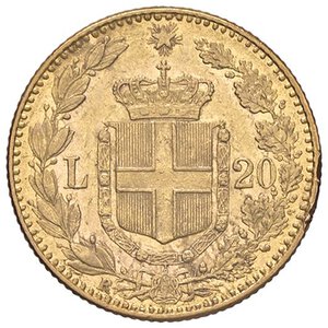 reverse: SAVOIA - Umberto I (1878-1900) - 20 Lire 1882 Pag. 578; Mont. 16  (AU g. 6,45). SPL