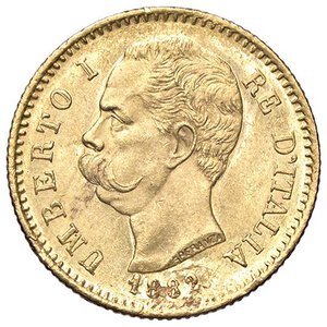 obverse: SAVOIA - Umberto I (1878-1900) - 20 Lire 1882 Pag. 578; Mont. 16  (AU g. 6,45). SPL