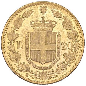 reverse: SAVOIA - Umberto I (1878-1900) - 20 Lire 1882 Pag. 578; Mont. 16  (AU g. 6,45). SPL