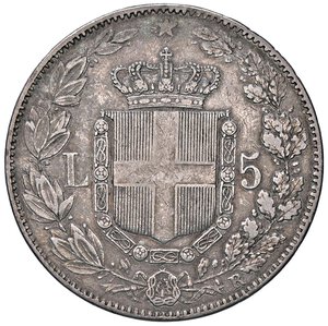 reverse: SAVOIA - Umberto I (1878-1900) - 5 Lire 1879 Pag. 590; Mont. 33  AG. BB