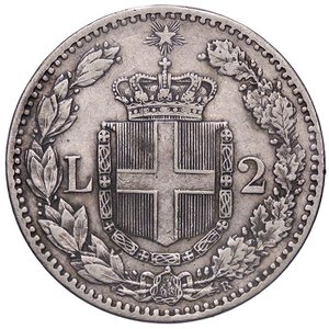 reverse: SAVOIA - Umberto I (1878-1900) - 2 Lire 1881 Pag. 591; Mont. 35  AG. qBB