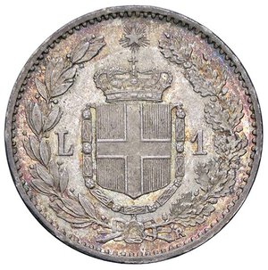 reverse: SAVOIA - Umberto I (1878-1900) - Lira 1900 Pag. 607; Mont. 54  AG  Segnetti al D/ - Delicata patina su fondi brillanti. qFDC/FDC