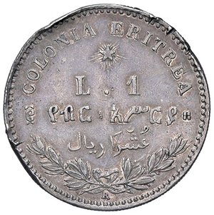 reverse: SAVOIA - Eritrea  - Lira 1890 Pag. 634; Mont. 84 R AG  Colpi al bordo. qBB