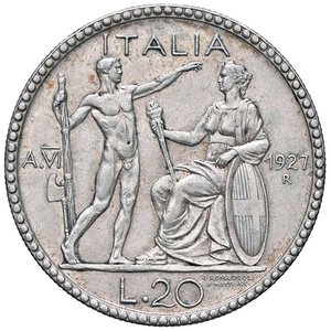 reverse: SAVOIA - Vittorio Emanuele III (1900-1943) - 20 Lire 1927 A VI Littore Pag. 672; Mont. 65  AG. bello SPL