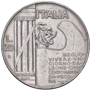 reverse: SAVOIA - Vittorio Emanuele III (1900-1943) - 20 Lire 1928 Elmetto Pag. 680; Mont. 76 NC AG  Segnetti. BB+