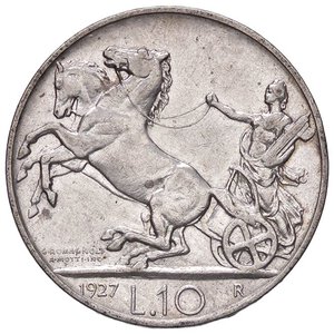 reverse: SAVOIA - Vittorio Emanuele III (1900-1943) - 10 Lire 1927 ** Biga Pag. 692a; Mont. 90  AG. BB