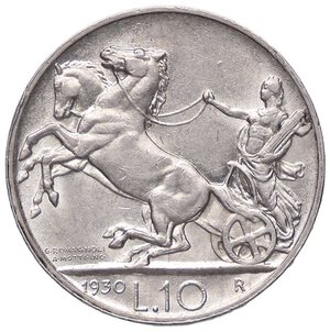 reverse: SAVOIA - Vittorio Emanuele III (1900-1943) - 10 Lire 1930 Biga Pag. 695; Mont. 95 R AG. SPL