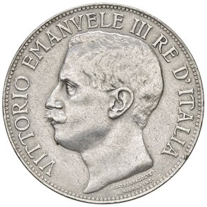 obverse: SAVOIA - Vittorio Emanuele III (1900-1943) - 5 Lire 1911 Cinquantenario Pag. 707; Mont. 110 R AG  Colpetto. BB+