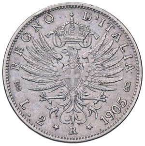 reverse: SAVOIA - Vittorio Emanuele III (1900-1943) - 2 Lire 1905 Aquila Pag. 729; Mont. 144  AG  Colpetto. BB