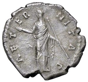 reverse: ROMANE IMPERIALI - Faustina I (moglie di A. Pio) - Denario C. 124; RIC 373  (AG g. 2,87). BB