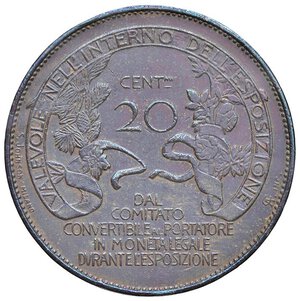 reverse: SAVOIA - Vittorio Emanuele III (1900-1943) - 20 Centesimi 1906 Fiera di Milano Pag. manca; Mont. 4  Cu. BB