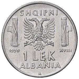 reverse: SAVOIA - Albania  - Lek 1939 XVIII Pag. 996; Mont. 493  AC Magnetica. qFDC