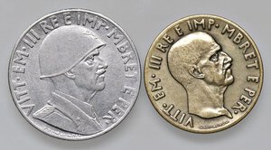 obverse: SAVOIA - Albania  - 0,20 Lek 1939 XVIII Mont. 503  AC Magnetica Segnetti al bordo, assieme a 0,05 lek - Lotto di 2 monete. SPL+