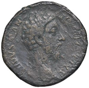 obverse: ROMANE IMPERIALI - Marco Aurelio (161-180) - Sesterzio   (AE g. 21,8) Ritocchi. meglio di MB