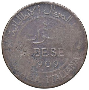 reverse: SAVOIA - Somalia  - 4 Bese 1909 Pag. 973; Mont. 458 R CU. meglio di MB