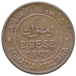 reverse: SAVOIA - Somalia  - 2 Bese 1909 Pag. 979; Mont. 465  CU. MB-BB