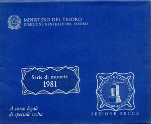 obverse: REPUBBLICA ITALIANA - Repubblica Italiana (monetazione in lire) (1946-2001) - Serie zecca 1981 Mont. 17   In confezione - 11 valori. FDC