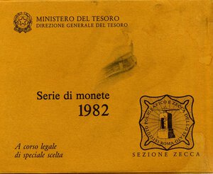 obverse: REPUBBLICA ITALIANA - Repubblica Italiana (monetazione in lire) (1946-2001) - Serie zecca 1982 Mont. 18   In confezione - 10 valori. FDC