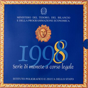 obverse: REPUBBLICA ITALIANA - Repubblica Italiana (monetazione in lire) (1946-2001) - Serie zecca 1998 Mont. 35   In confezione  - 12 valori. FDC