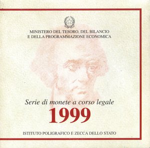 obverse: REPUBBLICA ITALIANA - Repubblica Italiana (monetazione in lire) (1946-2001) - Serie zecca 1999 Mont. 36   In confezione - 12 valori. FDC