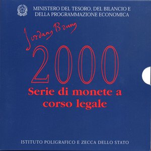 obverse: REPUBBLICA ITALIANA - Repubblica Italiana (monetazione in lire) (1946-2001) - Serie zecca 2000 Mont. 37 R  In confezione - 12 valori. FDC