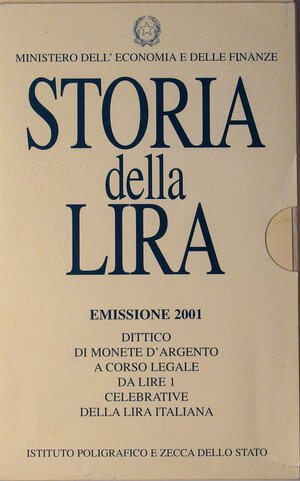 obverse: REPUBBLICA ITALIANA - Repubblica Italiana (monetazione in lire) (1946-2001) - Dittico 2001 - Storia della lira    In confezione. FS