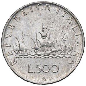 reverse: REPUBBLICA ITALIANA - Repubblica Italiana (monetazione in lire) (1946-2001) - 500 Lire 1959 - Caravelle Mont. 4  AG. qFDC/FDC