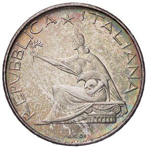 obverse: REPUBBLICA ITALIANA - Repubblica Italiana (monetazione in lire) (1946-2001) - 500 Lire 1961 - Centenario Mont. 3  AG  Patinata. FDC