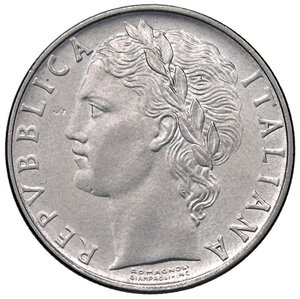 obverse: REPUBBLICA ITALIANA - Repubblica Italiana (monetazione in lire) (1946-2001) - 100 Lire 1957 Mont. 7  AC. qFDC