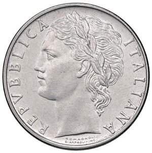 obverse: REPUBBLICA ITALIANA - Repubblica Italiana (monetazione in lire) (1946-2001) - 100 Lire 1958 Mont. 8  AC. qFDC