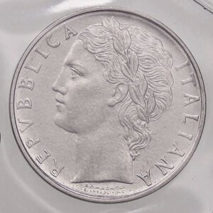 obverse: REPUBBLICA ITALIANA - Repubblica Italiana (monetazione in lire) (1946-2001) - 100 Lire 1961 Mont. 11  AC  Ex Inasta 35, lotto 4732, sigillata con il cartellino dell asta - Graffietto al D/. qFDC/FDC