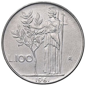 reverse: REPUBBLICA ITALIANA - Repubblica Italiana (monetazione in lire) (1946-2001) - 100 Lire 1961 Mont. 11  AC. qFDC