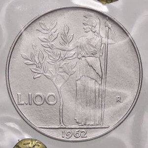 reverse: REPUBBLICA ITALIANA - Repubblica Italiana (monetazione in lire) (1946-2001) - 100 Lire 1962 Mont. 12  AC  Sigillata Numismatica Parmense. qFDC