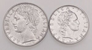 obverse: REPUBBLICA ITALIANA - Repubblica Italiana (monetazione in lire) (1946-2001) - 100 Lire 1964 Mont. 14  AC Assieme a 50 lire - Lotto di 2 monete. qFDC