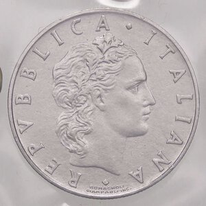 obverse: REPUBBLICA ITALIANA - Repubblica Italiana (monetazione in lire) (1946-2001) - 50 Lire 1960 Mont. 20 NC AC  Ex Inasta 40, lotto 4108, sigillata con il cartellino dell asta - Minimi graffietti al R/. FDC/qFDC