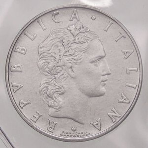 obverse: REPUBBLICA ITALIANA - Repubblica Italiana (monetazione in lire) (1946-2001) - 50 Lire 1961 Mont. 24  AC  Ex Inasta 32, lotto 1841, sigillata con il cartellino dell asta. FDC/qFDC