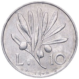 reverse: REPUBBLICA ITALIANA - Repubblica Italiana (monetazione in lire) (1946-2001) - 10 Lire 1946 Mont. 3 R IT. qFDC