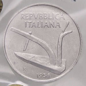 obverse: REPUBBLICA ITALIANA - Repubblica Italiana (monetazione in lire) (1946-2001) - 10 Lire 1954 Mont. 10  IT  Sigillata Numismatica Parmense. FDC